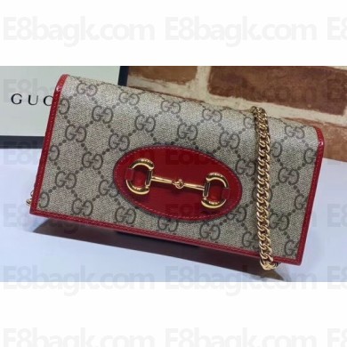Gucci 1955 Horsebit Wallet with Chain Bag 621892 GG Canvas Red 2020
