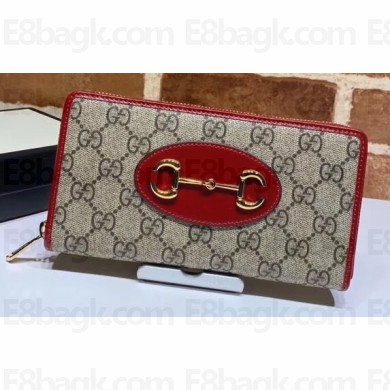 Gucci 1955 Horsebit Zip Around Wallet 621889 GG Canvas Red 2020