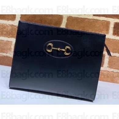 Gucci 1955 Horsebit Pouch Clutch Bag 621890 Leather Black 2020
