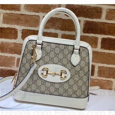 Gucci 1955 Horsebit Small Top Handle Bag 621220 GG Canvas White 2020