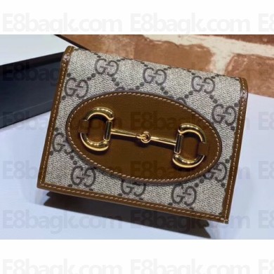 Gucci 1955 Horsebit Card Case Wallet 621887 GG Canvas Brown 2020