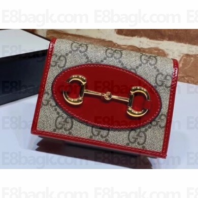 Gucci 1955 Horsebit Card Case Wallet 621887 GG Canvas Red 2020