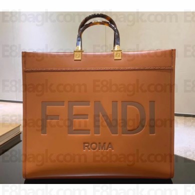 Fendi Leather Sunshine Shopper Tote Bag Brown 2020