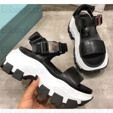 Prada Pegasus Strap Sandals Black/White 2020