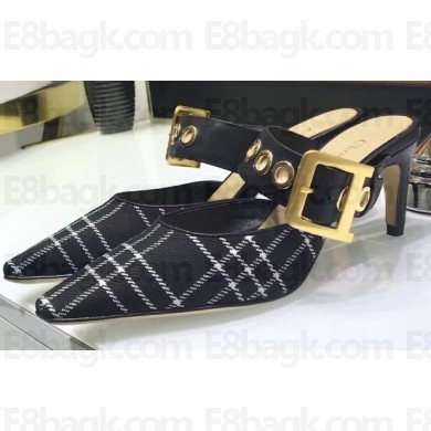 Dior Heel 7.5cm D-Dior Slingbacks Mules Tweed Black