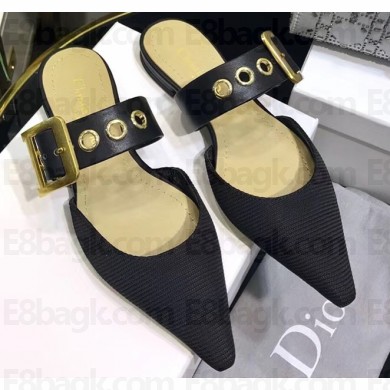 Dior D-Dior Slingbacks Flats Mules Technical Fabric Black