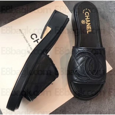 Chanel Heel 4.5cm CC Logo Quilting Mules G35903 Black 2020