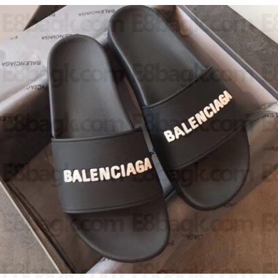 Balenciaga 3D Logo Piscine Pool Slide Sandals Black/White 2020