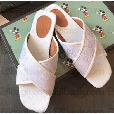 Gucci GG Canvas Cross-strap Slide Sandals White 2020