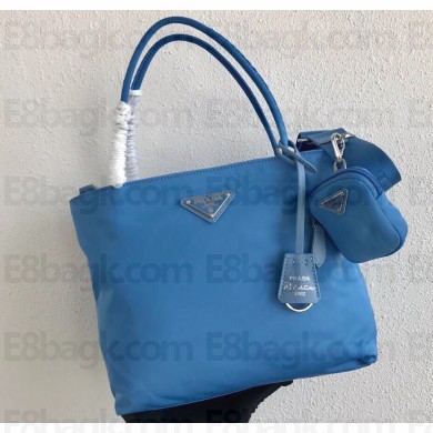 Prada Tesuto Shopping Tote Bag 1BG320 Sky Blue 2020