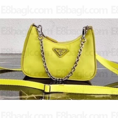 Prada Re-Edition Nylon Mini Shoulder Bag 1TT122 Yellow 2020