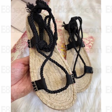 Dior Diorexpress Woven and Embroidered Cotton Espadrilles Sandals Black 2020