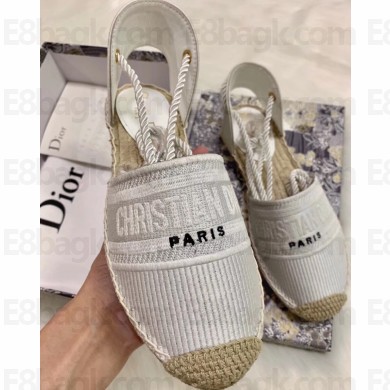 Dior Granville and Embroidered Cotton Lace-up Espadrilles Sandals White 2020