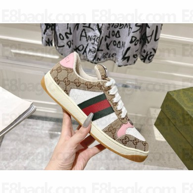Gucci Women's Screener GG trainer canvas beige 01 2024