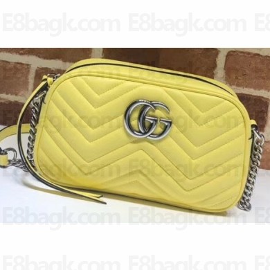 Gucci Leather GG Marmont Small Shoulder Camera Bag 447632 Pastel Yellow 2020