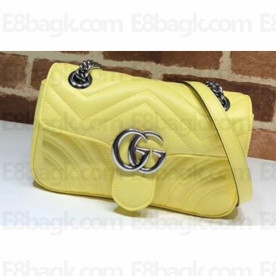 Gucci Leather GG Marmont Mini Shoulder Bag 446744 Pastel Yellow 2020