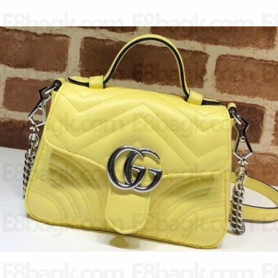 Gucci Leather GG Marmont Mini Top Handle Bag 547260/583571 Pastel Yellow 2020