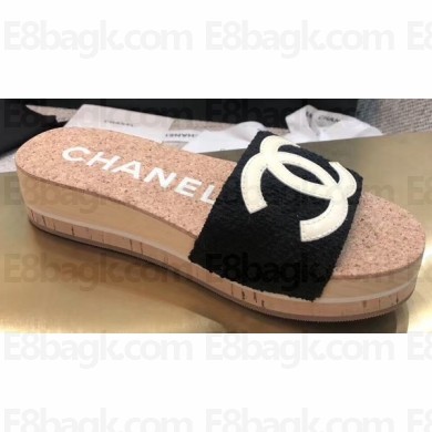 Chanel CC Logo Mules Slipper Sandals Black Runway 2020