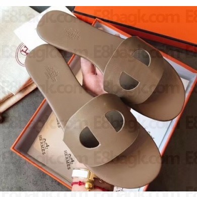 Hermes Lisboa Slipper Sandals Camel