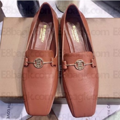 Burberry Monogram Motif Leather Loafers Brick Red 2020