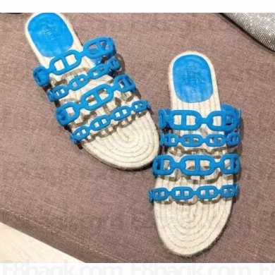 Hermes Ancone Espadrilles Slipper Sandals Blue 2020