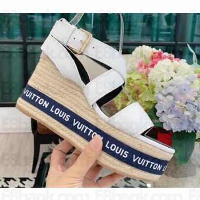Louis Vuitton Heel 10cm Platform 6cm Boundary Wedge Sandals White 2020