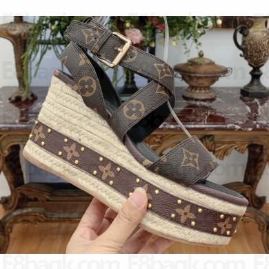 Louis Vuitton Heel 10cm Platform 6cm Boundary Wedge Sandals Monogram 2020