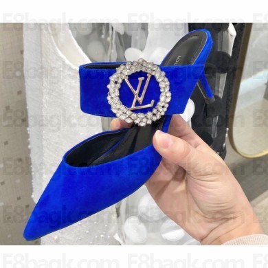 Louis Vuitton Heel 4.5cm Madeleine Mules Suede Blue 2020