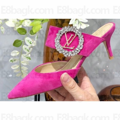 Louis Vuitton Heel 4.5cm Madeleine Mules Suede Dark Pink 2020