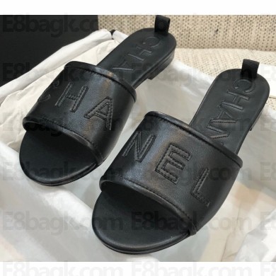 Chanel Logo Mules Slipper Sandals Black 2020