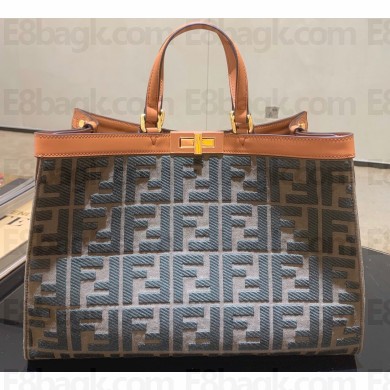 Fendi Medium Peekaboo X-Tote Shopper Bag FF Dark Green Canvas 2020