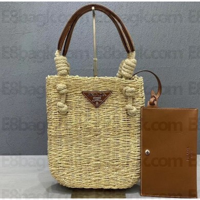 Prada Raffia and Leather Bucket Bag 2020