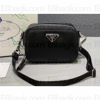 Prada Saffiano Leather Mini Box Bag Black 2020 