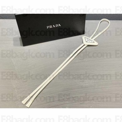 Prada Saffiano Leather Bolo Tie 2IC027 White 2020