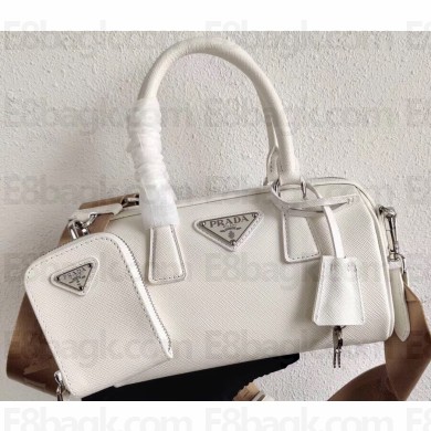 Prada Leather Mini Boston Bag 1BB846 White 2020