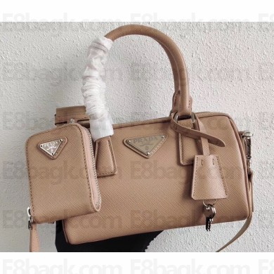 Prada Leather Mini Boston Bag 1BB846 Nude 2020