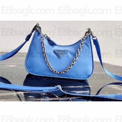 Prada Re-Edition Nylon Mini Shoulder Bag 1TT122 Blue 2020