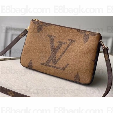 Louis Vuitton Monogram Reverse Canvas Pochette Double Zip Bag M67562 2020