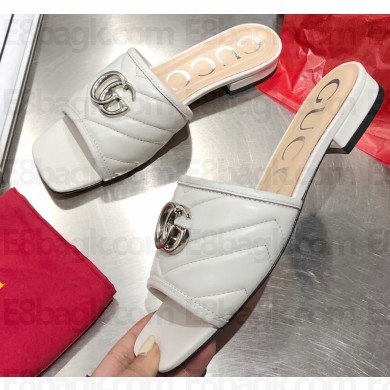 Gucci Slides Sandals White with Double G 2020
