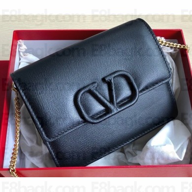 Valentino VSLING Grainy Calfskin Chain Shoulder Bag 0069 Black 2020