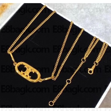 Celine Triomphe Necklace in Brass with Gold Finish