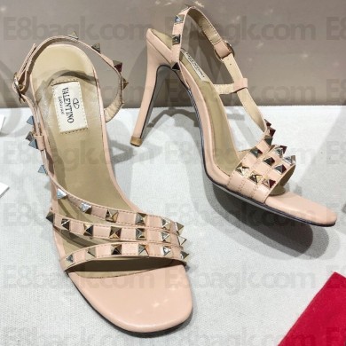 Valentino Heel 9.5cm Rockstud Slingback Pumps Sandals Nude 2020