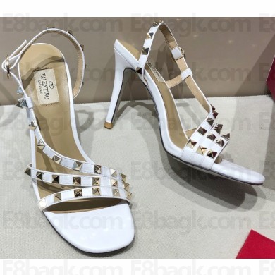 Valentino Heel 9.5cm Rockstud Slingback Pumps Sandals White 2020