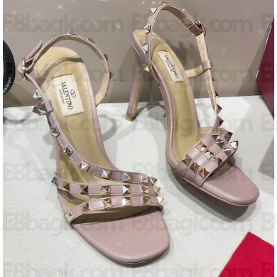 Valentino Heel 9.5cm Rockstud Slingback Pumps Sandals Dusty Pink 2020