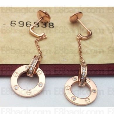 Cartier Dicyclic Love Earrings Fringe Pink Gold
