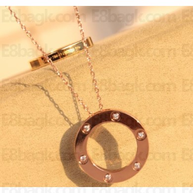 Cartier Love necklace with 6 Diamonds Pink Gold