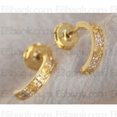 Cartier Love Earrings diamond-paved Narrow Yellow Gold
