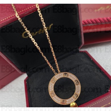 Cartier Love necklace diamond-paved Pink Gold