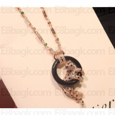 Cartier Panthère de necklace with Black Ring Pink Gold