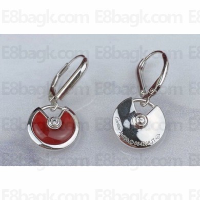 Cartier amulette de Earrings Red White Gold